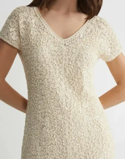 Online Lafayette 148 New York Soutache Embroidered Cotton Dress Creme Fraiche