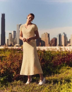 Online Lafayette 148 New York Soutache Embroidered Cotton Dress Creme Fraiche