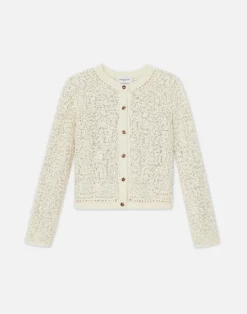 Online Lafayette 148 New York Soutache Embroidered Cotton Cardigan Creme Fraiche