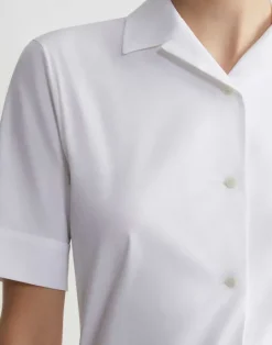 Hot Lafayette 148 New York Stretch Cotton Notch Collar Shirt White