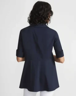 Outlet Lafayette 148 New York Stretch Cotton Peplum Shirt Black