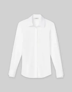 Discount Lafayette 148 New York Stretch Cotton Straight Shirt White