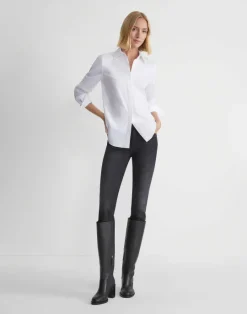 Discount Lafayette 148 New York Stretch Cotton Straight Shirt White