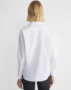 Discount Lafayette 148 New York Stretch Cotton Straight Shirt White