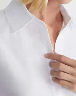 Discount Lafayette 148 New York Stretch Cotton Straight Shirt White