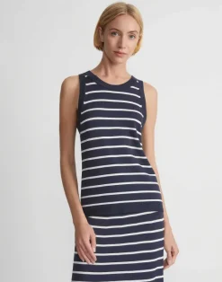 Online Lafayette 148 New York Stripe Responsible Matte Crepe Racerback Tank Ink Multi