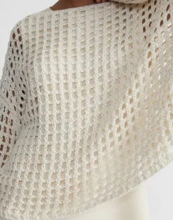 Best Lafayette 148 New York Sustainable Linen-Silk Chainette Net Stitch Sweater Cloud