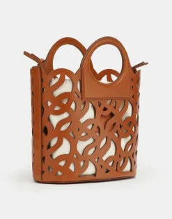Clearance Lafayette 148 New York Vachetta Leather 8 Knot Basket Bag—Mini Copper