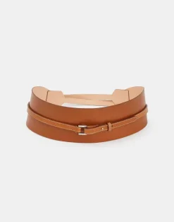 New Lafayette 148 New York Vachetta Leather Obi Belt Black