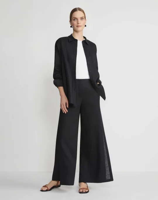 Best Lafayette 148 New York Vintage Linen Boyfriend Oversized Shirt White