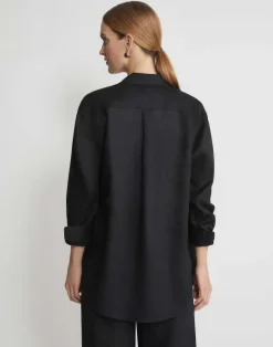 Best Lafayette 148 New York Vintage Linen Boyfriend Oversized Shirt White