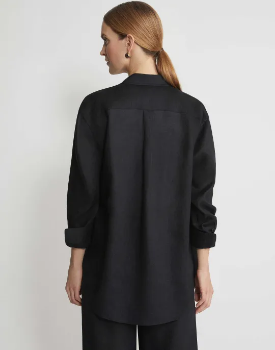 Best Lafayette 148 New York Vintage Linen Boyfriend Oversized Shirt White
