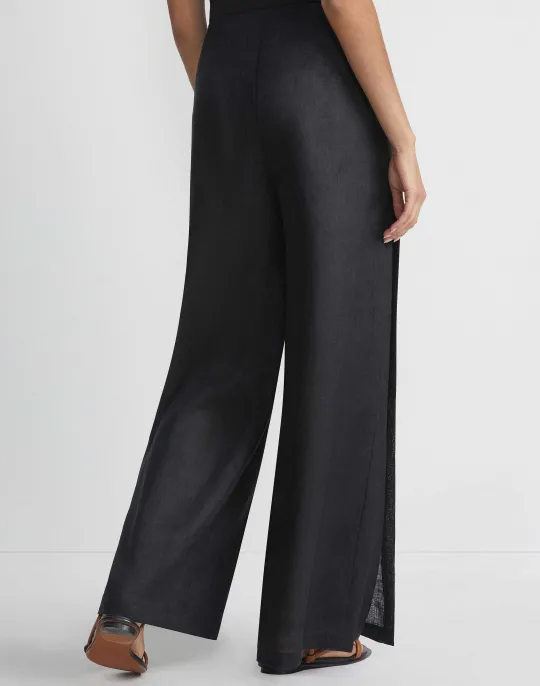 Discount Lafayette 148 New York Vintage Linen Franklin Split Wide Leg Pant White