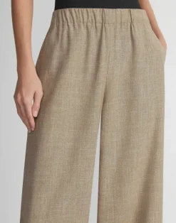 Sale Lafayette 148 New York Virgin Wool Silk-Linen Riverside Pant Cadet Khaki Melange