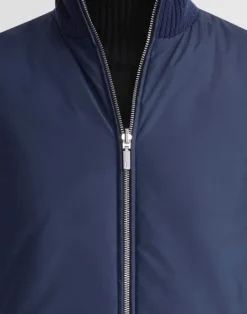 Outlet Lafayette 148 New York Wool Knit & Recycled Poly Quilted Reversible Vest Midnight Blue