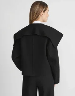 Online Lafayette 148 New York Wool-Cashmere Double Face Shawl Collar Oversized Coat Black