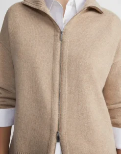 Outlet Lafayette 148 New York Wool-Cashmere Zip Front Cardigan Denim