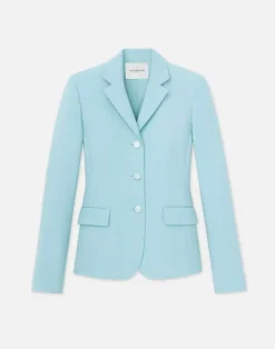 Discount Lafayette 148 New York Wool-Silk Crepe Academy Blazer Sea Grass