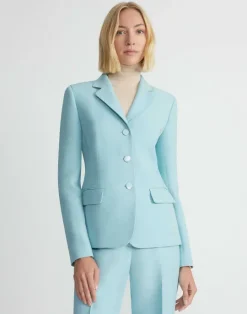 Discount Lafayette 148 New York Wool-Silk Crepe Academy Blazer Sea Grass