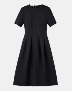 Sale Lafayette 148 New York Wool-Silk Crepe Dress Black