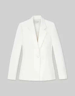 Best Lafayette 148 New York Wool-Silk Crepe Single Button Blazer Cloud