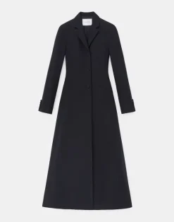 Sale Lafayette 148 New York Wool-Silk Crepe Three-Button Academy Coat Black