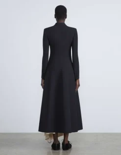 Sale Lafayette 148 New York Wool-Silk Crepe Three-Button Academy Coat Black