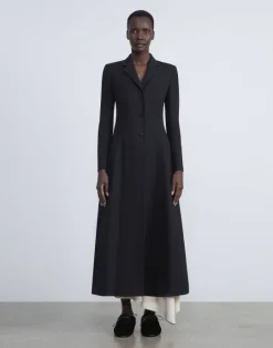 Sale Lafayette 148 New York Wool-Silk Crepe Three-Button Academy Coat Black